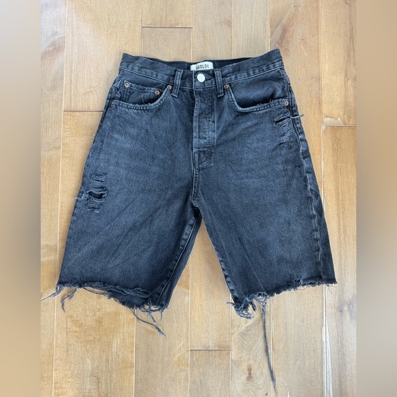 AGOLDE 90s DENIM SHORTS BLACK RAW HEM SIZE 24 - Picture 5 of 10